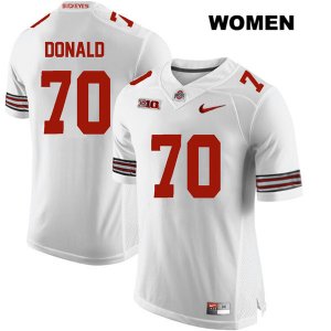 Women's NCAA Ohio State Buckeyes Noah Donald #70 College Stitched Authentic Nike White Football Jersey LR20W13QV